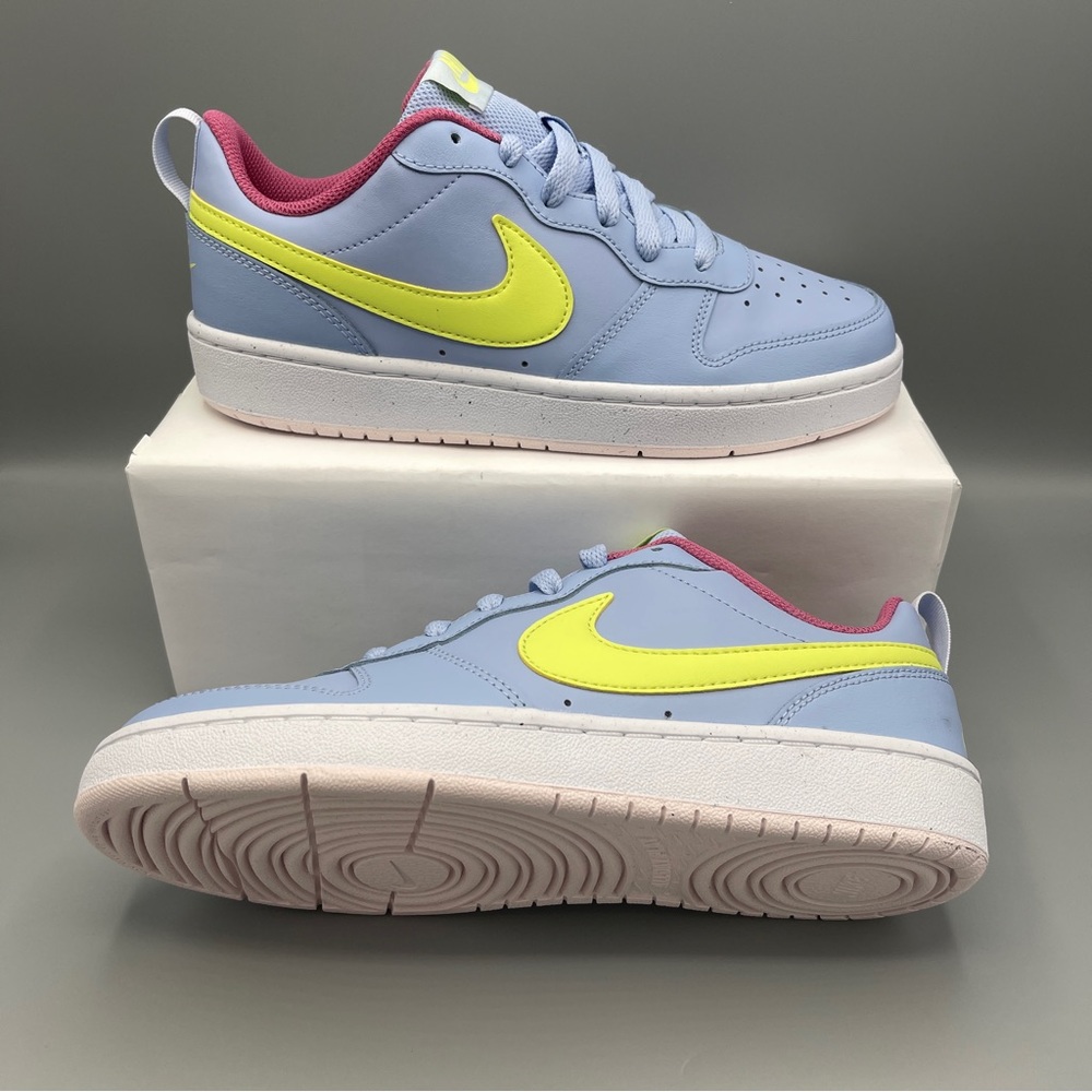 Nike Court Borough Low 2 Big Girl COBALT BLISS/LT LEMON TWIST - Picture 13 of 17